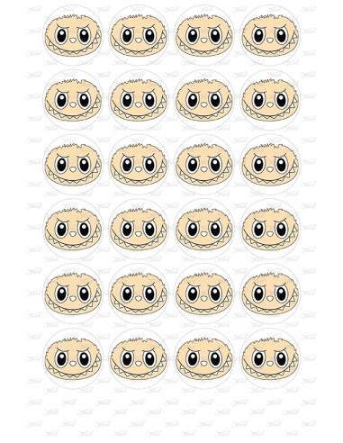 Eetbare Print Labubu Gezicht Rond Mini Cupcakes - 4cm