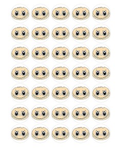 Eetbare Print Labubu Gezicht Rond Mini Cupcakes - 3,5cm