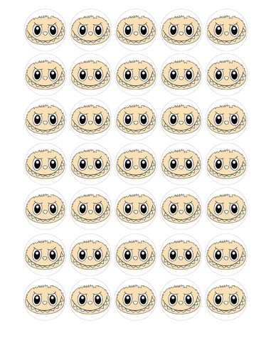 Eetbare Print Labubu Gezicht Rond Mini Cupcakes - 3,5cm