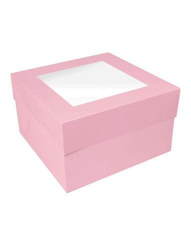 Simply Making Taartdoos Roze met Venster 25x25x15cm -1st-