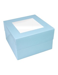 Taartdoos Blauw met Venster 25x25x15cm -1st-