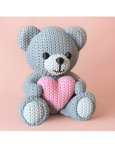 3D Taarttopper op Maat: Beertje Grijs/Roze