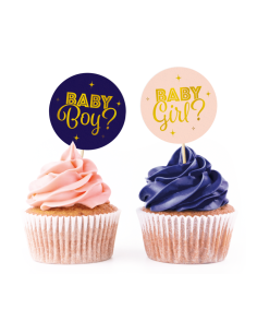 Cupcake Toppers Gender Reveal -12st-