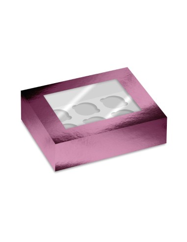 Simply Making Cupcake Doos 6 Metallic Roze -2st-
