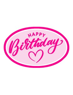3D Uitsteker op Maat: Happy Birthday Ovaal met Stempel