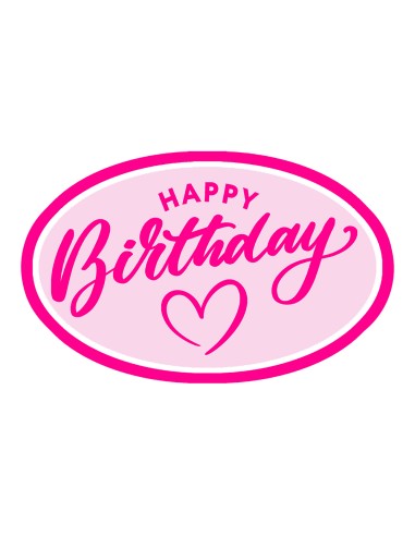3D Uitsteker op Maat: Happy Birthday Ovaal met Stempel