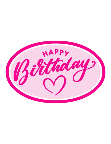 3D Uitsteker op Maat: Happy Birthday Ovaal met Stempel