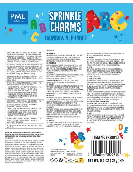 PME Sprinkle Charms Regenboog Alfabet -25gr-