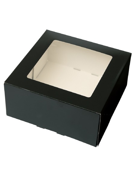 BrandNewCake Taartdoos met Venster Zwart 19x19x9cm -3st-