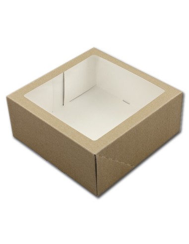 BrandNewCake Taartdoos met Venster Kraft 21x21x9cm -3st-