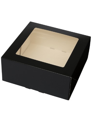 BrandNewCake Taartdoos met Venster Zwart 21x21x9cm -3st-