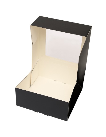 BrandNewCake Taartdoos met Venster Zwart 21x21x9cm -3st-