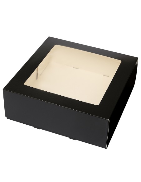 BrandNewCake Taartdoos met Venster Zwart 26x26x9cm -3st-