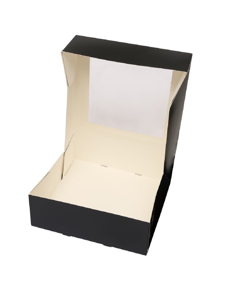 BrandNewCake Taartdoos met Venster Zwart 26x26x9cm -3st-