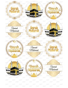 Eetbare Print Umrah Mubarak Wit/Goud Cupcakes - 6cm