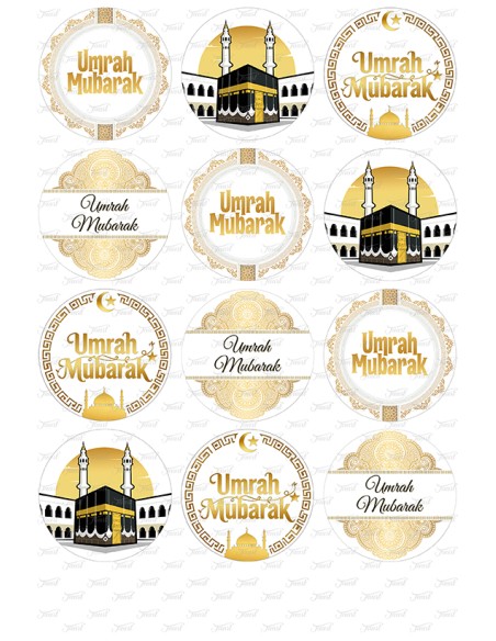 Eetbare Print Umrah Mubarak Wit/Goud Cupcakes - 6cm