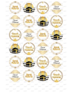 Eetbare Print Umrah Mubarak Wit/Goud Mini Cupcakes - 4cm