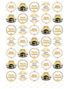 Eetbare Print Umrah Mubarak Wit/Goud Mini Cupcakes - 3,5cm