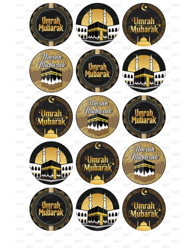 Eetbare Print Umrah Mubarak Zwart/Goud Cupcakes - 5cm