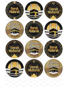 Eetbare Print Umrah Mubarak Zwart/Goud Cupcakes - 6cm