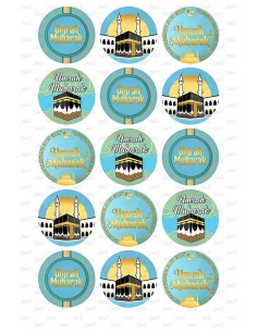 Eetbare Print Umrah Mubarak Blauw Cupcakes - 5cm