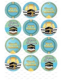 Eetbare Print Umrah Mubarak Blauw Cupcakes - 6cm
