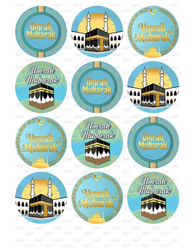 Eetbare Print Umrah Mubarak Blauw Cupcakes - 6cm
