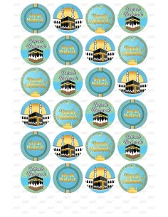 Eetbare Print Umrah Mubarak Blauw Mini Cupcakes - 4cm