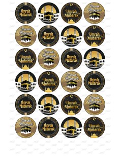 Eetbare Print Umrah Mubarak Zwart/Goud Mini Cupcakes - 4cm