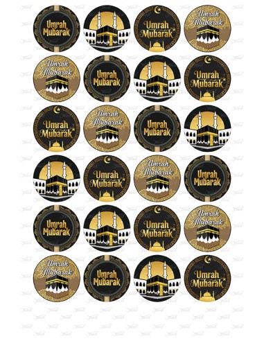 Eetbare Print Umrah Mubarak Zwart/Goud Mini Cupcakes - 4cm