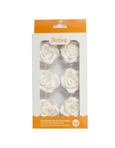 Decora Suikerbloemen Rozen Wit Large -6st-