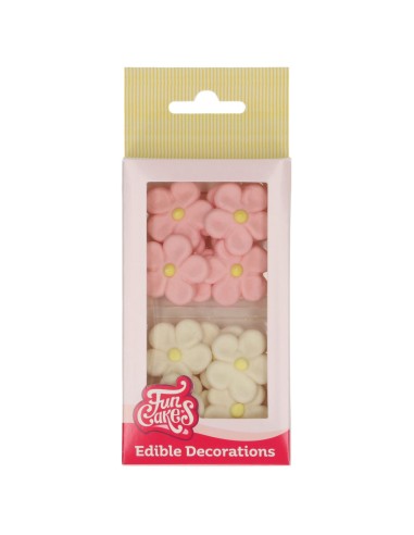 FunCakes Fondant Decoraties Madeliefjes Wit/Roze -12st-