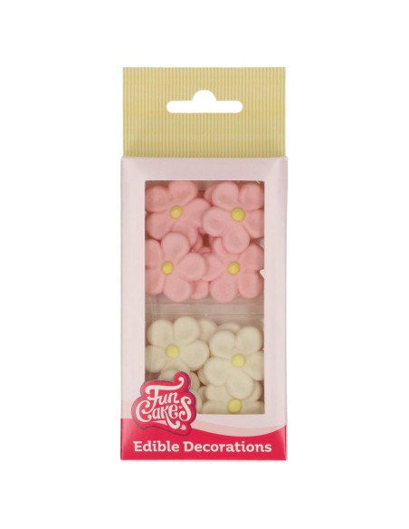 FunCakes Fondant Decoraties Madeliefjes Wit/Roze -12st-