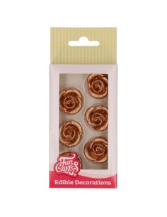 FunCakes Fondant Decoratie Rozen Brons Goud -6st-