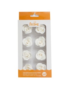 Decora Suikerbloemen Rozen Wit Medium -8st-