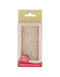 FunCakes Fondant Decoraties Chrysant Wit/Roze -30st-
