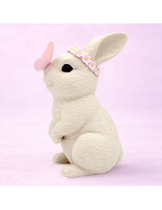 3D Taarttopper op Maat: Konijn met Vlinder Beige