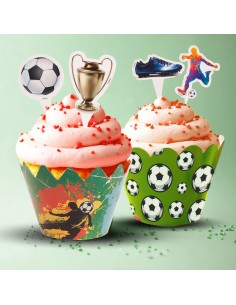 Dekora Cupcake Wraps en Toppers Voetbal -12st-