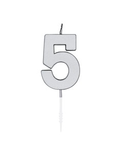 Metallic Kaars Zilver - Nummer 5