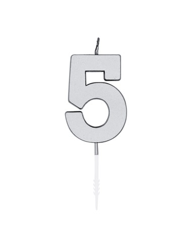 Metallic Kaars Zilver - Nummer 5