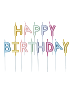 Kaarsen Happy Birthday Pastel