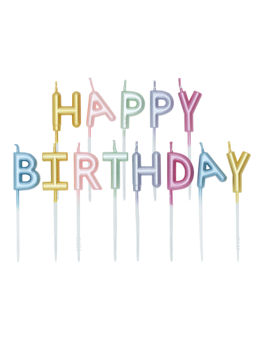 Kaarsen Happy Birthday Pastel
