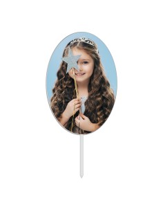 Full Colour Taarttopper Eigen Foto: Ovaal 1 - 16 cm