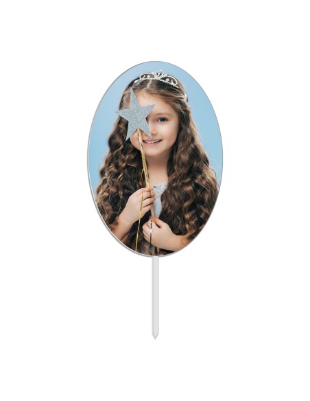 Full Colour Taarttopper Eigen Foto: Ovaal 1 - 10 cm
