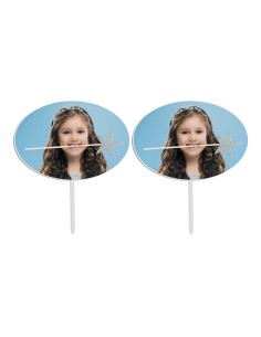 Full Colour Cupcaketoppers Eigen Foto: Ovaal 2 - 7,5 cm -2st