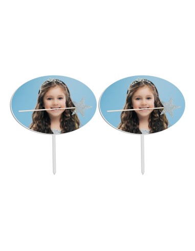 Full Colour Cupcaketoppers Eigen Foto: Ovaal 2 - 7,5 cm -2st