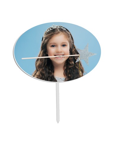 Full Colour Taarttopper Eigen Foto: Ovaal 2 - 16 cm