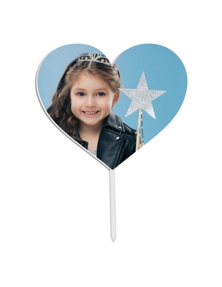 Full Colour Taarttopper Eigen Foto: Hart - 16 cm