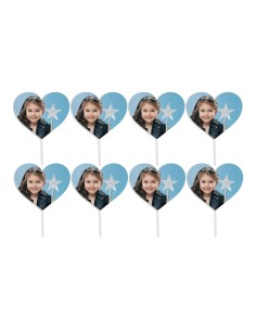 Full Colour Cupcaketoppers Eigen Foto: Hart 4 cm -8st-