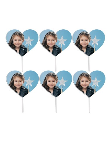 Full Colour Cupcaketoppers Eigen Foto: Hart 5 cm -6st-